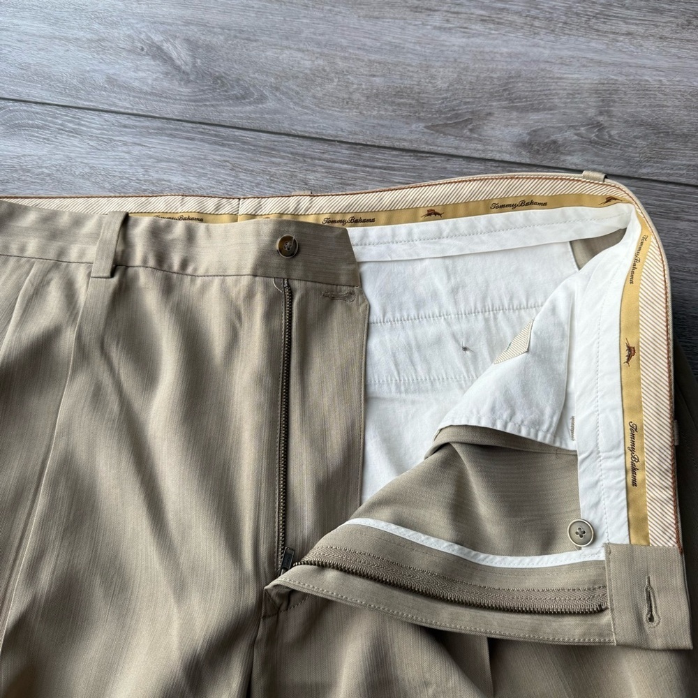 Tommy Bahama Tan Colour Silk Blend Trouser Dress Pants - Picture 8 of 14